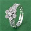 Cubic Zirconia Adjustable Ring With 2 Tone Rhodium Plating
