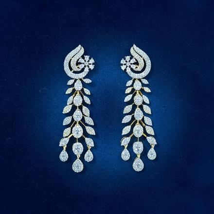 Cz Classic Earring With 2 Tone Rhodium Plating