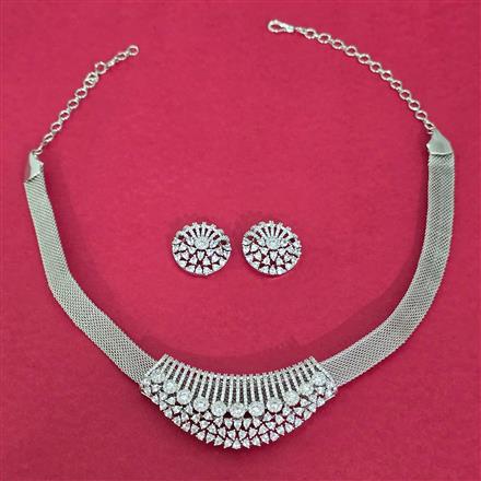 Cubic Zirconia Classic Pendant Set With 2 Tone Rhodium Plating