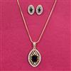 Cubic Zirconia Classic Pendant Set With 2 Tone Plating