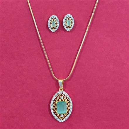 Cubic Zirconia Classic Pendant Set With 2 Tone Plating