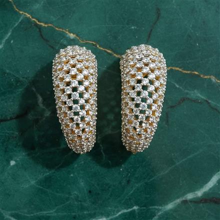 Cubic Zirconia Classic Earring With Mehndi 2 Tone Rhodium Plating