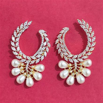 Cubic Zirconia Classic Earring With Black 2 Tone Rhodium Plating