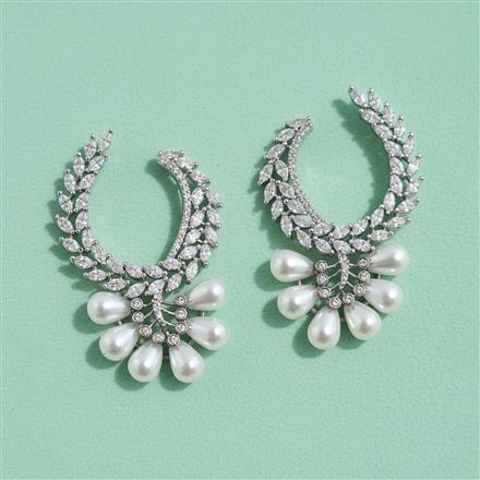 Cubic Zirconia Classic Earring With Black 2 Tone Rhodium Plating