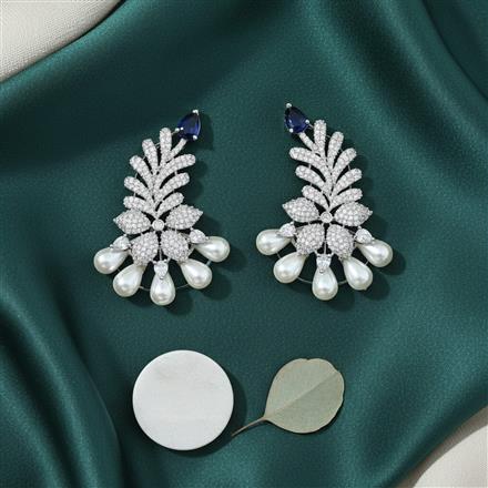 Cubic Zirconia Moti Earring With Rhodium Plating