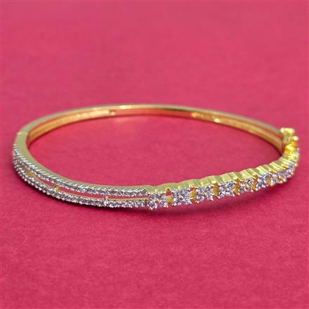 Cubic Zirconia Openable Kada With Carat 2 Tone Rhodium Plating