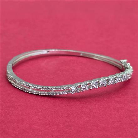 Cubic Zirconia Openable Kada With Carat 2 Tone Rhodium Plating