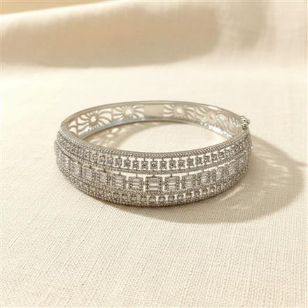 Cubic Zirconia Classic Kada With Mehndi 2 Tone Rhodium Plating