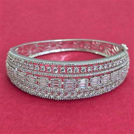 Cubic Zirconia Classic Kada With Mehndi 2 Tone Rhodium Plating