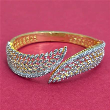Cubic Zirconia Classic Kada With Carat 2 Tone Rhodium Plating