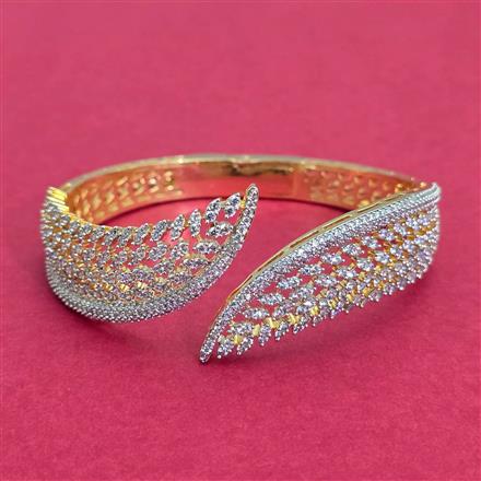 Cubic Zirconia Classic Kada With Carat 2 Tone Rhodium Plating