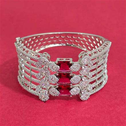 Cubic Zirconia Openable Kada With Rhodium Plating