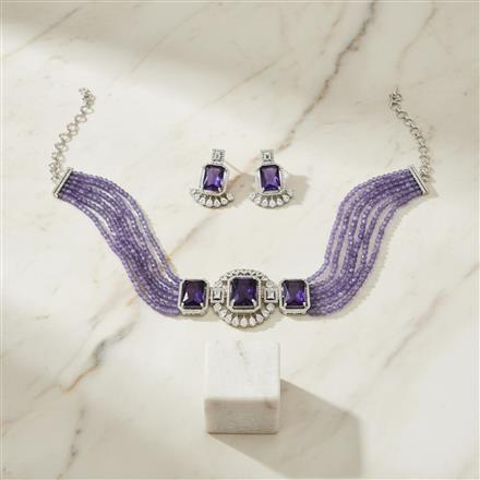 Cubic Zirconia Classic Necklace With Rhodium Plating