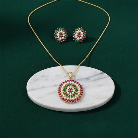 Cubic Zirconia Classic Pendant Set With Gold Plating