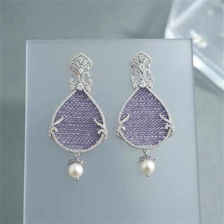 Cubic Zirconia Classic Earring With Rhodium Plating