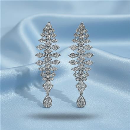 Cubic Zirconia Classic Earring With Mehndi 2 Tone Rhodium Plating