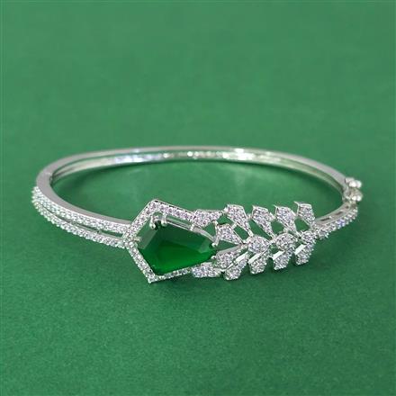 Cubic Zirconia Classic Kada With Rhodium Plating