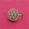 Cubic Zirconia Adjustable Ring With Mehndi 2 Tone Rhodium Plating