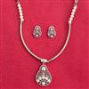 Cubic Zirconia Moti Pendant Set With 2 Tone Rhodium Plating