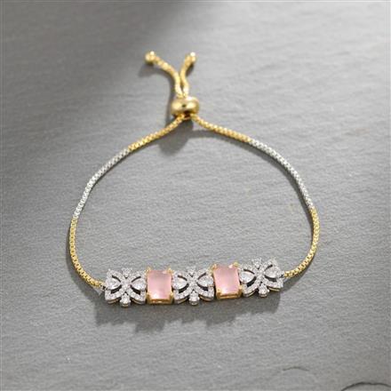 Cz Adjustable Bracelet With 2 Tone Plating