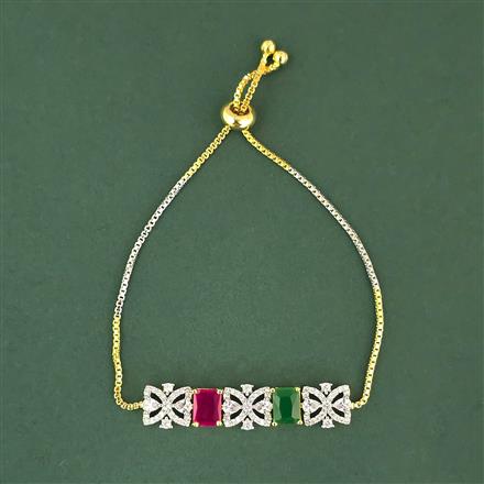 Cz Adjustable Bracelet With 2 Tone Plating