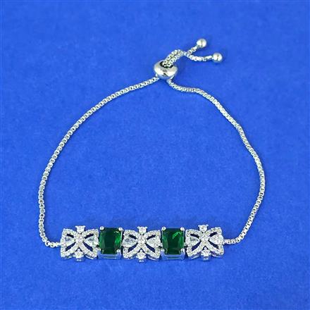 Cubic Zirconia Adjustable Bracelet With Rhodium Plating