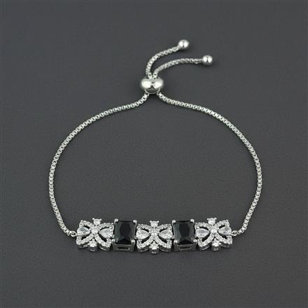 Cubic Zirconia Adjustable Bracelet With Rhodium Plating