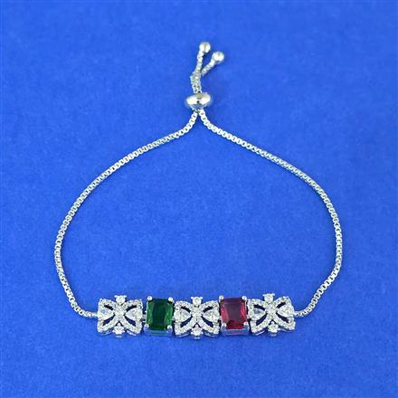 Cubic Zirconia Adjustable Bracelet With Rhodium Plating