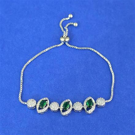 Cubic Zirconia Adjustable Bracelet With Rhodium Plating