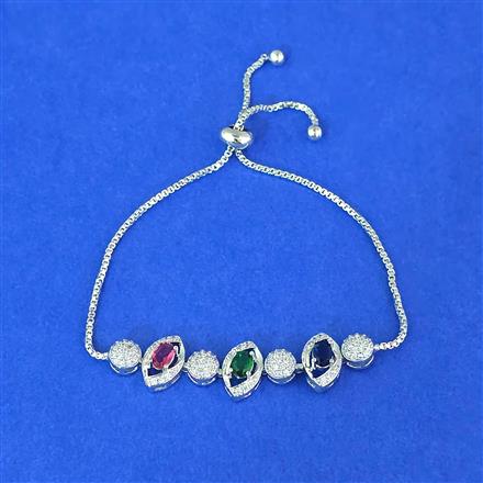 Cubic Zirconia Adjustable Bracelet With Rhodium Plating