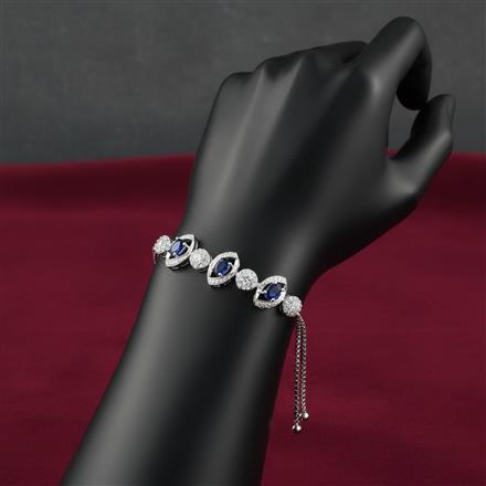 Cubic Zirconia Adjustable Bracelet With Rhodium Plating