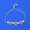 Cubic Zirconia Adjustable Bracelet With Rhodium Plating