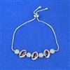 Cubic Zirconia Adjustable Bracelet With Rhodium Plating