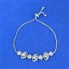 Cubic Zirconia Adjustable Bracelet With Rhodium Plating