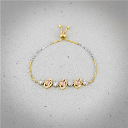 Cz Adjustable Bracelet With 2 Tone Plating