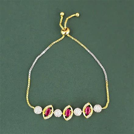 Cz Adjustable Bracelet With 2 Tone Plating