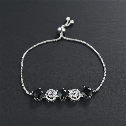 Cubic Zirconia Adjustable Bracelet With Rhodium Plating