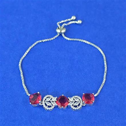 Cubic Zirconia Adjustable Bracelet With Rhodium Plating