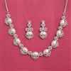 Cubic Zirconia Classic Necklace Set With Rhodium Plating