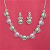 Cubic Zirconia Classic Necklace Set With Rhodium Plating