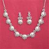 Cubic Zirconia Classic Necklace Set With Rhodium Plating