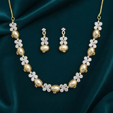 Cubic Zirconia Classic Necklace Set With 2 Tone Plating