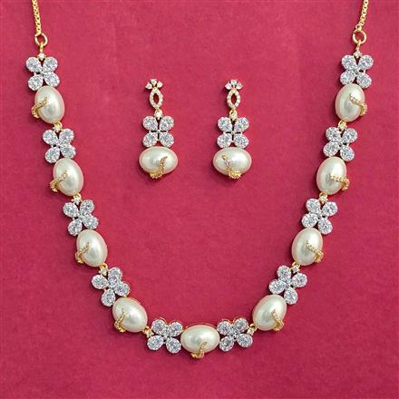 Cubic Zirconia Classic Necklace Set With 2 Tone Plating
