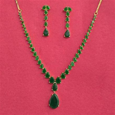 Cubic Zirconia Classic Necklace Set With Gold Plating