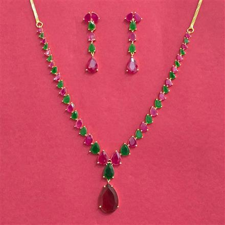 Cubic Zirconia Classic Necklace Set With Gold Plating