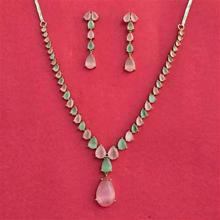 Cubic Zirconia Classic Necklace Set With Mehndi Plating