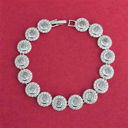 Cubic Zirconia Delicate Bracelet With 2 Tone Rhodium Plating