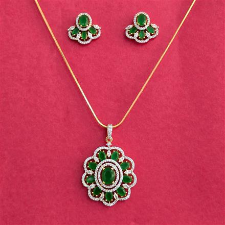 Cubic Zirconia Classic Pendant Set With 2 Tone Plating