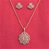 Cubic Zirconia Classic Pendant Set With 2 Tone Plating