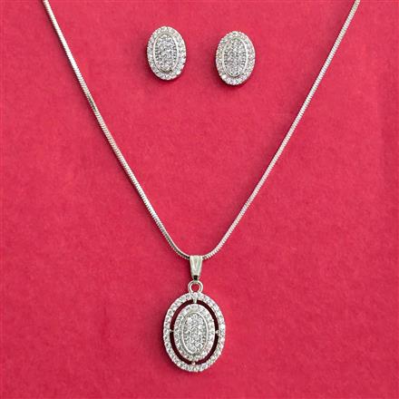 Cubic Zirconia Delicate Pendant Set With 2 Tone Rhodium Plating